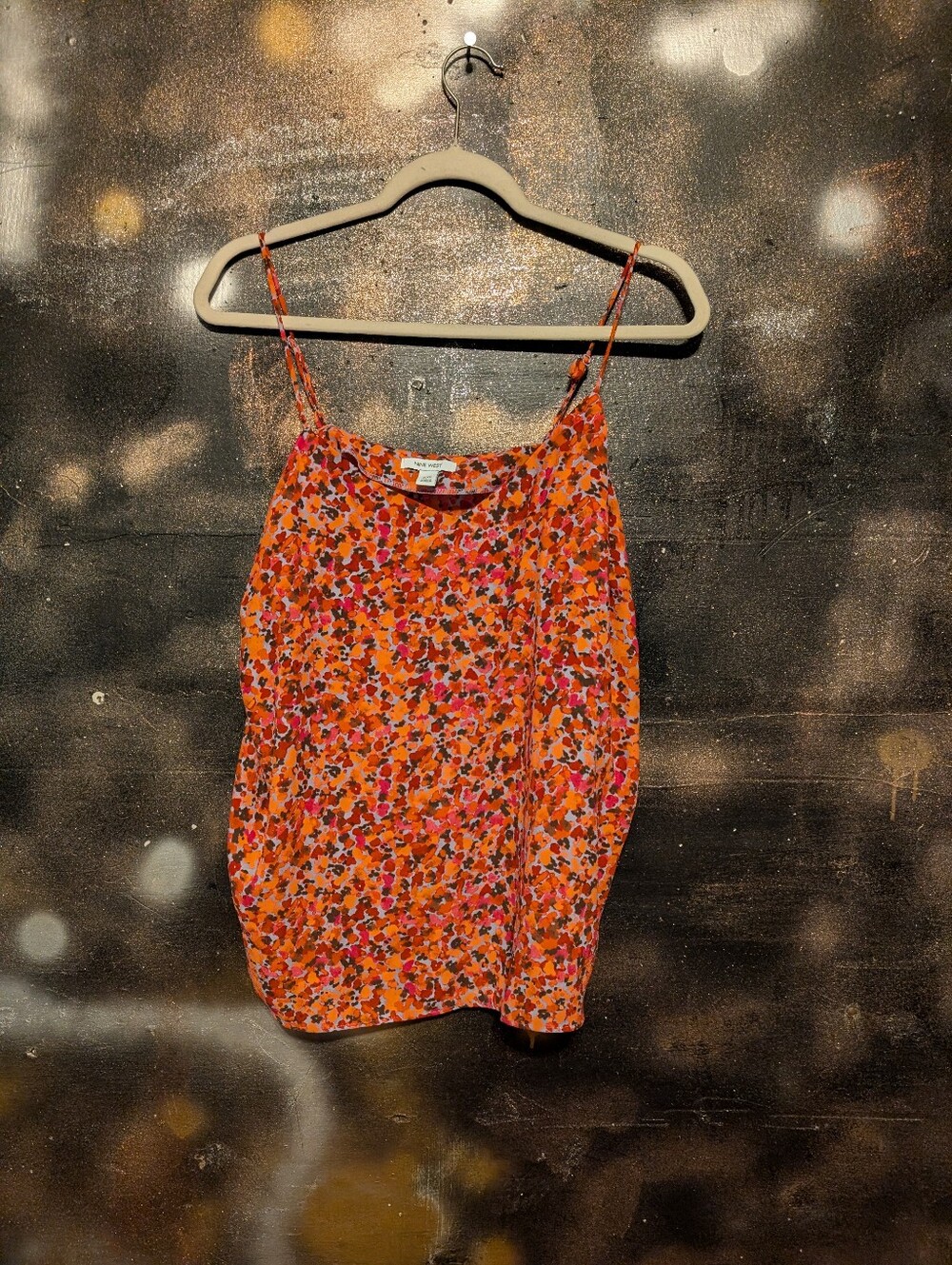 Nine West Orange Floral Spaghetti Strap Camisole